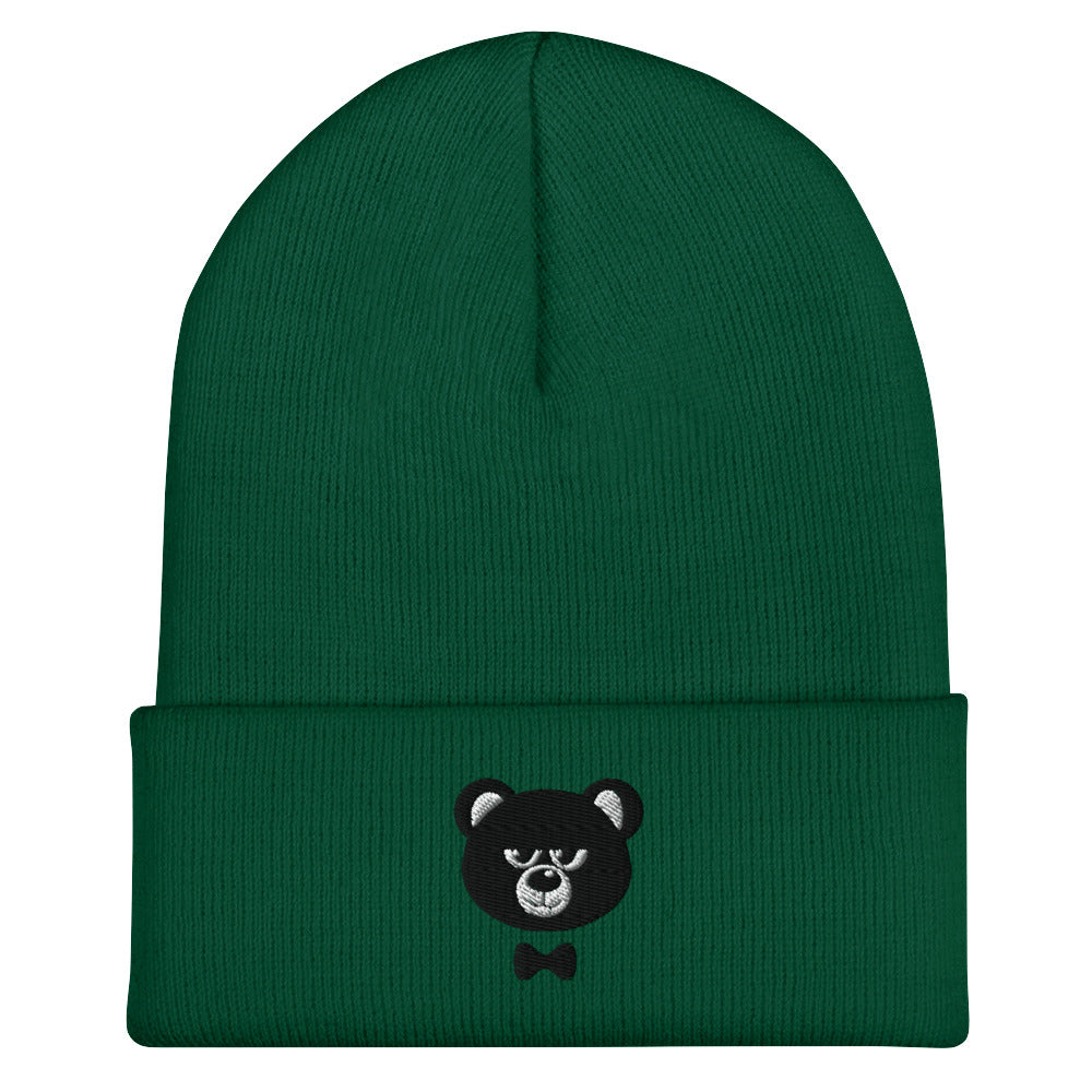 Bestickte umgeschlagene Beanie "HBF" (Augen halb offen)