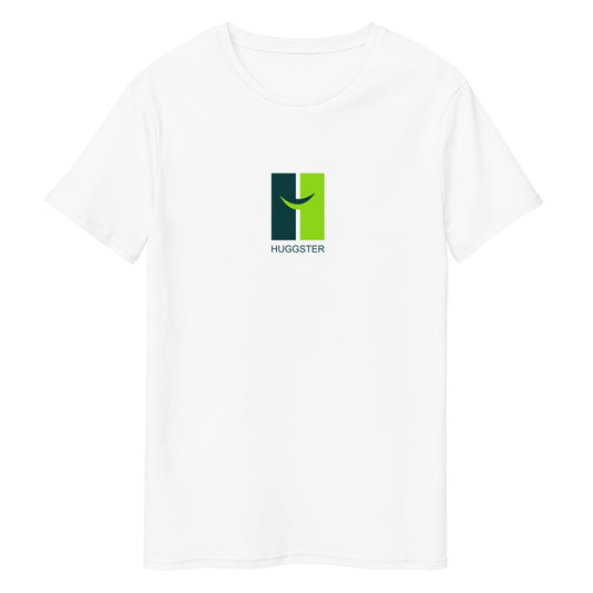 Herren-T-Shirt aus Premium-Baumwolle mit schwarzem Schriftzug "Huggster Logo"