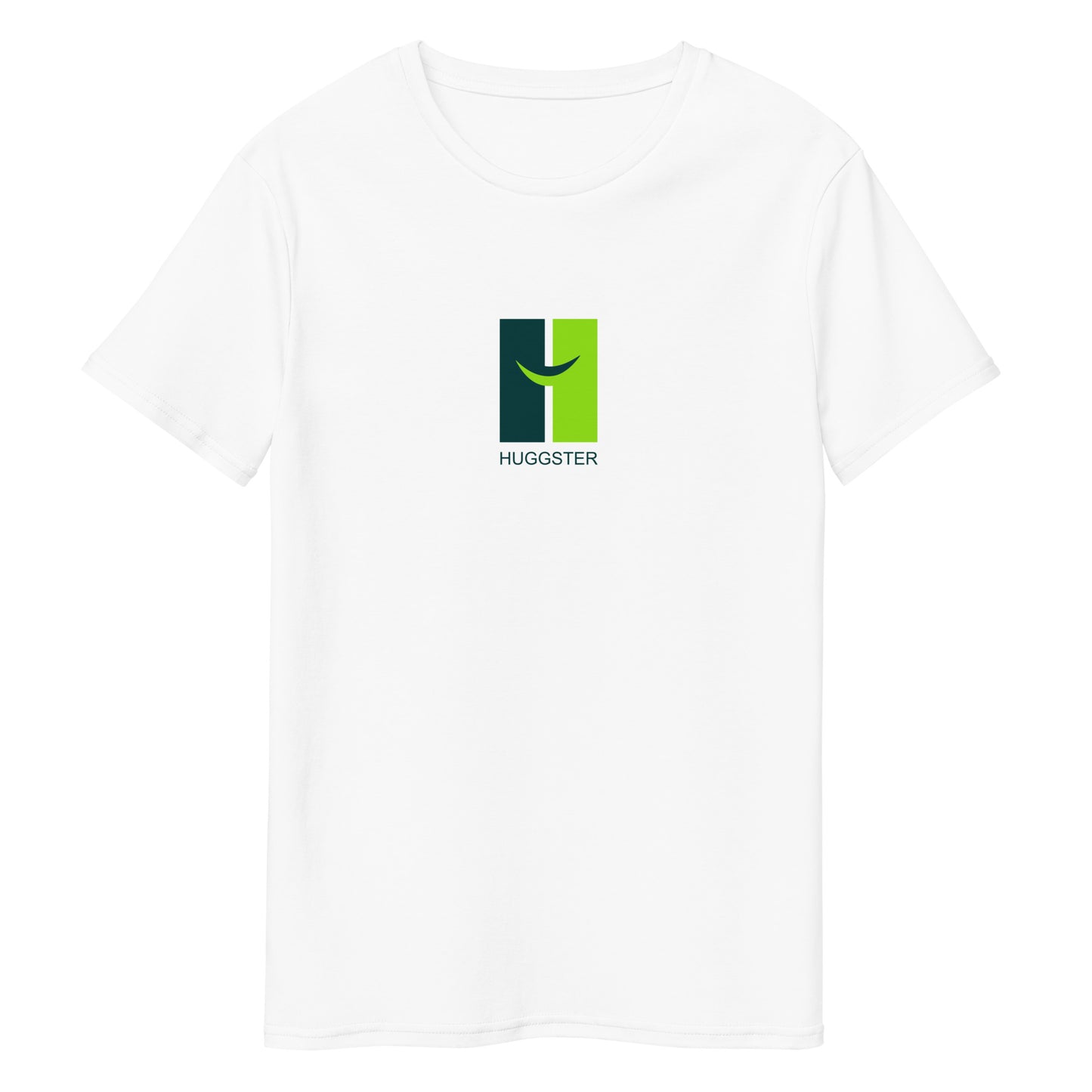 Herren-T-Shirt aus Premium-Baumwolle mit schwarzem Schriftzug "Huggster Logo"