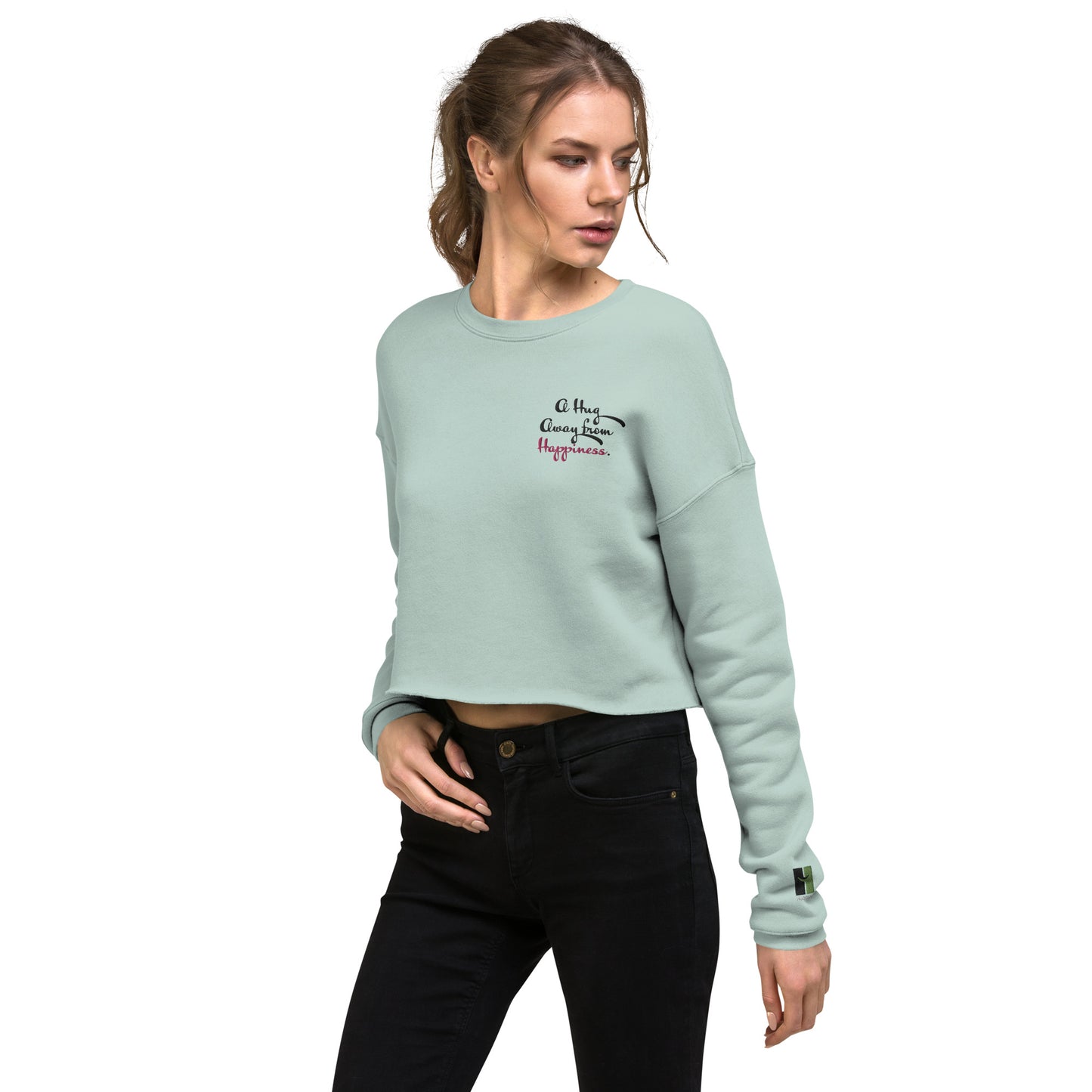 Crop-Pullover "A Hug Away from Happiness"